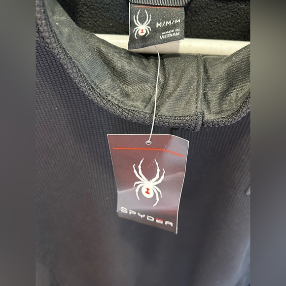 NWT SPYDER MENS MENDOZA HALF ZIP MEDIUM BLACK PULLOVER - Picture 4 of 7